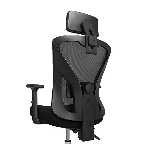 Hbada Silla de Oficina Silla de Escritorio Silla giratoria ergonómica Silla de Malla Silla de Ejecutivo con Respaldo Alto con reposabrazos Ajustables Soporte Lumbar Negro