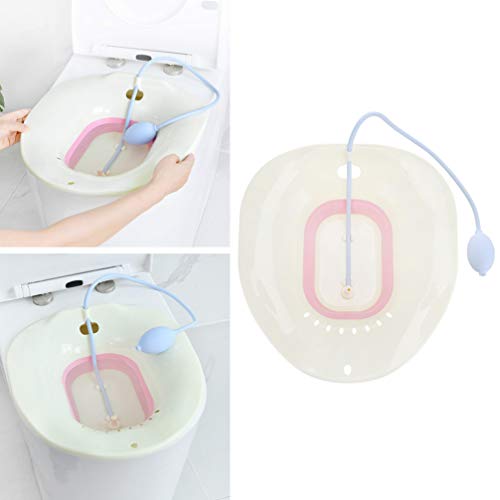 HEALLILY Sitz Bath Portable Bidet Plastic Washing Bowl Lavabo para Inodoro para Embarazadas Puerpera Hemorroides Patient Pink