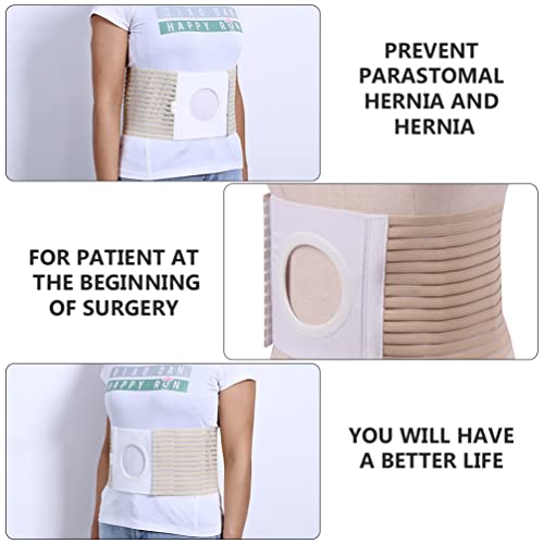 HEALLILY Unisex Cinturón de Hernia de Ostoma Soporte de Estoma Cinturón Elástico de Oestoma Abdominal Ropa de Hernia Banda de Vientre Braga para Colostomia Bolsa Beige Talla XL