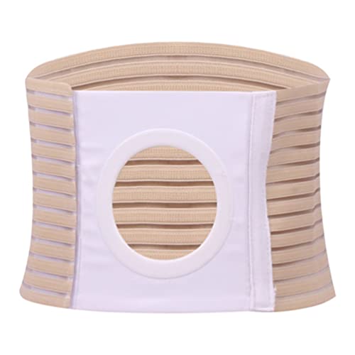 HEALLILY Unisex Cinturón de Hernia de Ostoma Soporte de Estoma Cinturón Elástico de Oestoma Abdominal Ropa de Hernia Banda de Vientre Braga para Colostomia Bolsa Beige Talla XL