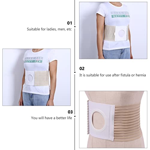 HEALLILY Unisex Cinturón de Hernia de Ostoma Soporte de Estoma Cinturón Elástico de Oestoma Abdominal Ropa de Hernia Banda de Vientre Braga para Colostomia Bolsa Beige Talla XL