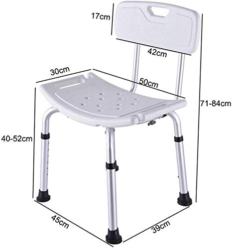 Heavy Duty Ducha y silla de baño con Volver, Capacidad de peso, de peso ligero y Altura del asiento ajustable, ideal para personas mayores, personas discapacitadas y personas de movilidad reducida