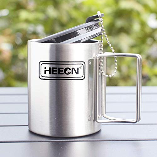 HEECN Taza de Camping con Tapa y Asas Plegables Regalos Ecológicos HESS-007R (300ml)