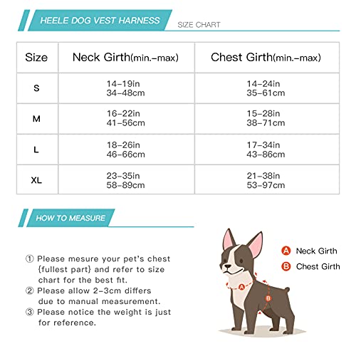 HEELE Arnes para Perro Pequeño Antitirones Transpirable con Asa Acolchado y Líneas Reflectantes, Confort, Arnés Pecho Ajustable, Arnés para Perros 3 Hebillas de Liberación Pápida, Negro-Rojo, S