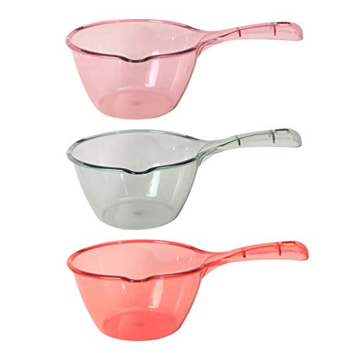 Hemoton 3 Unids Cuchara de Agua de Plástico Espesar Mango Largo Empacadora Cazo de Agua Cuchara de Baño Recipiente para La Cocina Casera Accesorios de Champú para Bebés Color Aleatorio