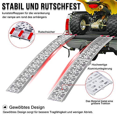 HENGMEI 1 rampa de carga plegable de aluminio, para motocicleta, máx. 340 kg por unidad