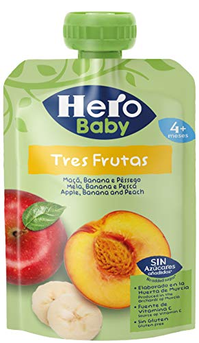 Hero Baby Bolsitas 3 Frutas - Para Bebés a Partir de los 4 Meses - Pack de 18 x 100 g