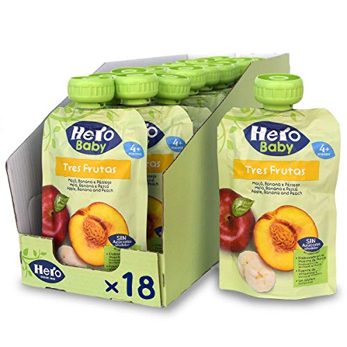 Hero Baby Bolsitas 3 Frutas - Para Bebés a Partir de los 4 Meses - Pack de 18 x 100 g