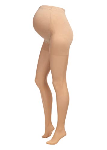 Herzmutter 20 DEN Medias Premamá - Medias Maternidad - Medias de embarazo - Panty Para Futura Mama -Para mujeres embarazadas - Juego de 1 y 2 - 1200 (L-XL, Beige-Claro)