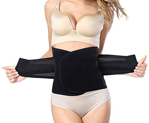 HIDARLING Posparto Recuperación Cinturón Mujer Adelgazantes Faja Soporte Espalda Cinturón Lumbar Abdomen Ajustable y Transpirable (Negro, XL)