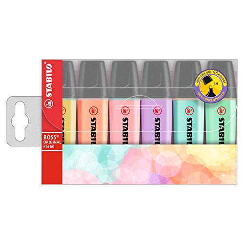 Highlighter - Stabilo Boss Original Pastel Cartera de 6 Varios Colores - Pastell Sortierung, Wallet of 6