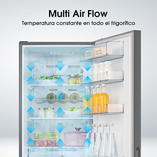 Hisense RB438N4GB3 - Frigorífico Combi No Frost, Acabado Cristal Negro, Capacidad Neta 334 L, 2 Metros de Alto, Compresor Inverter, Cajón 0°, Botellero cromado, Silencioso 38 dBA