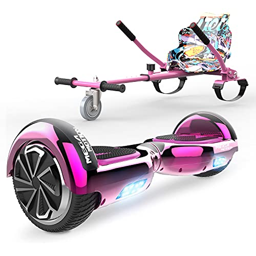 HITWAY 6.5” Patinete Eléctrico con Silla, Hoverboards Bluetooth, Scooter Eléctrico Asiento kart, Self Balancing Scooter Potente Motor con Indicador LED, Regalo para Niños