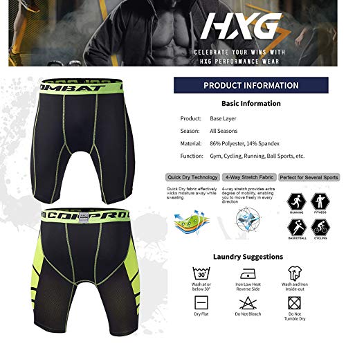 Hivexagon Pantalones Cortos de Compresión de Media Pierna para Deportes, Correr y Entrenamiento de Gimnasio SM008GNS