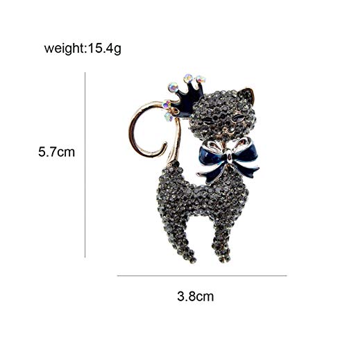 HLWJ Hundido Cristal Negro Panda Animal Pin Damas joyería