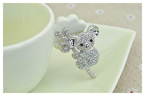 HLWJ Hundido Rhinestone Lindo Koala Animal Broche joyería Damas