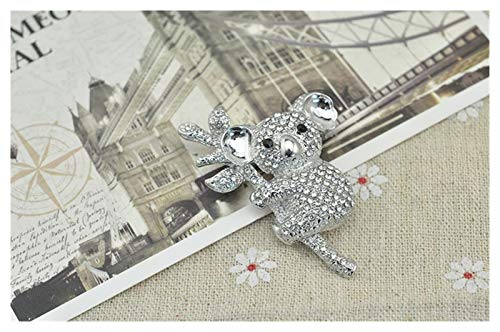 HLWJ Hundido Rhinestone Lindo Koala Animal Broche joyería Damas