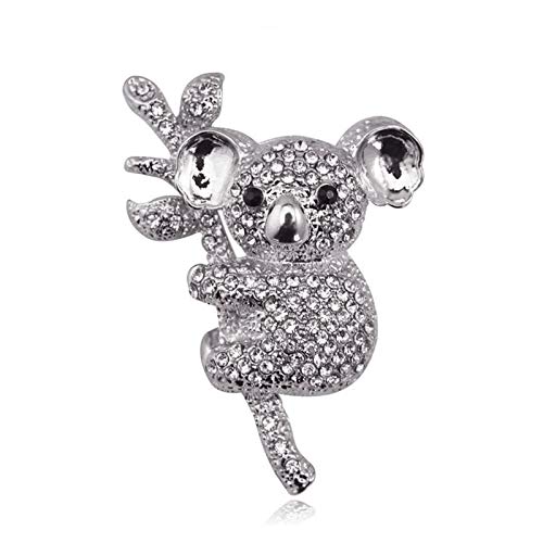 HLWJ Hundido Rhinestone Lindo Koala Animal Broche joyería Damas