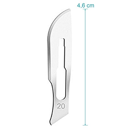 Hojas bisturi nº 20 - cuchillas escalpelo - bisturi quirurgico - recambio cuchillas - envase de abastecimiento con 100 cuchillas de repuesto