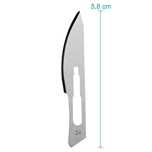 Hojas bisturi nº 24 - cuchillas escalpelo - bisturi quirurgico - recambio cuchillas - envase de abastecimiento con 100 cuchillas de repuesto