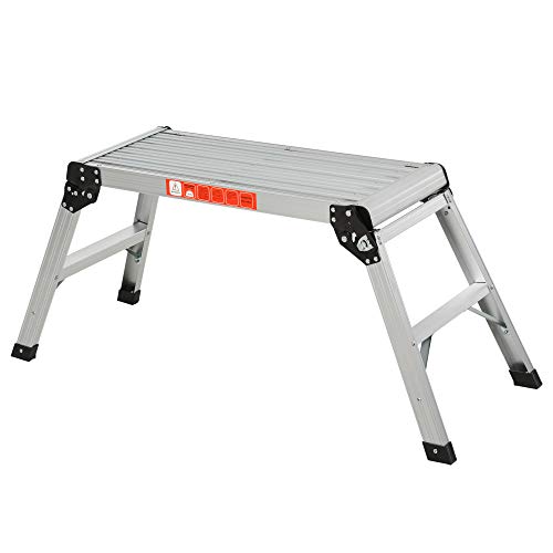 HOMCOM Banco Plegable Plataforma de Trabajo Escalera de Aluminio 150Kg Escalon Taburete