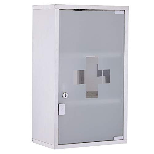 HOMCOM Botiquín Baño Armario de Medicina Primeros Auxilios Acero Inoxidable 50x30x18 cm