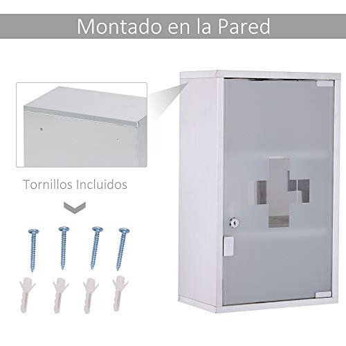 HOMCOM Botiquín Baño Armario de Medicina Primeros Auxilios Acero Inoxidable 50x30x18 cm