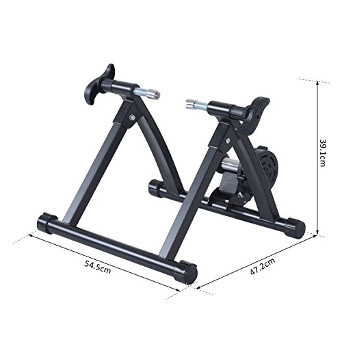 HOMCOM Rodillo de Entrenamiento Magnético para Bicicleta Cicloentrenador Plegable 54,5x47,2x39,1cm Negro