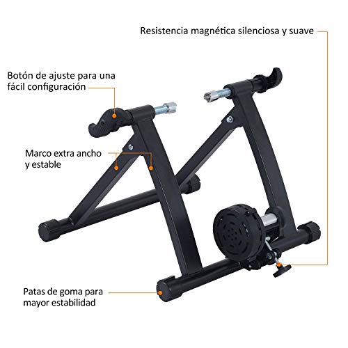 HOMCOM Rodillo de Entrenamiento Magnético para Bicicleta Cicloentrenador Plegable 54,5x47,2x39,1cm Negro