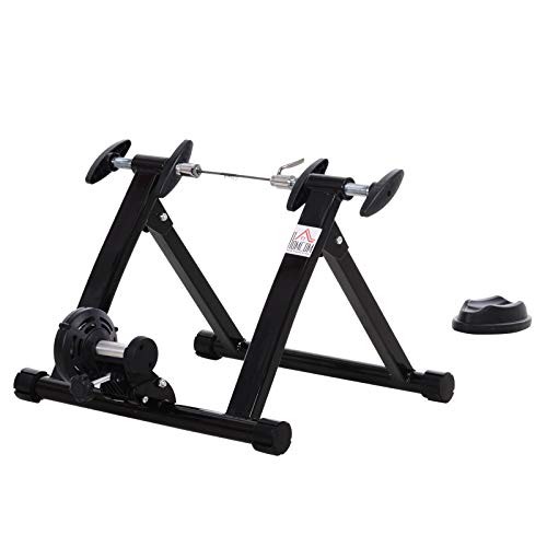 HOMCOM Rodillo de Entrenamiento Magnético para Bicicleta Cicloentrenador Plegable 54,5x47,2x39,1cm Negro