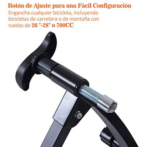 HOMCOM Rodillo de Entrenamiento Magnético para Bicicleta Cicloentrenador Plegable 54,5x47,2x39,1cm Negro