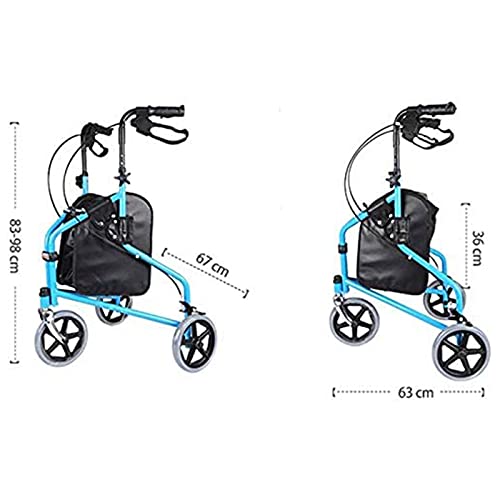 hongyang Andador de 3 Ruedas para Personas Mayores, Plegable, Andador con Tres Ruedas, Asas de Altura Ajustable, Asas ergonómicas, Andador Plegable y Silla de Transporte