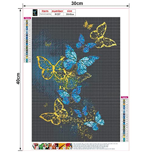 Hosaw Kit de pintura de diamante 5D, diseño de mariposa, pintura con diamantes, pintura por números, manualidades, para decoración del hogar, pared (30 cm x 40 cm)