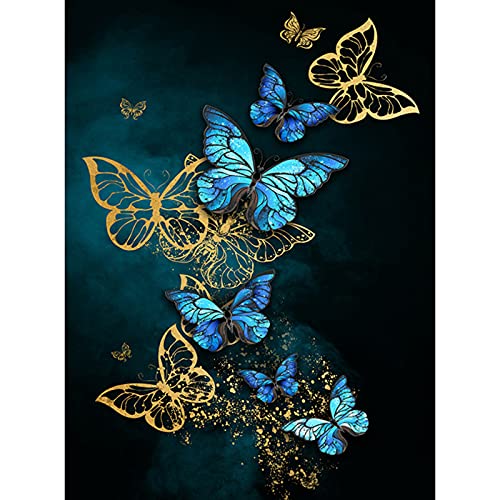 Hosaw Kit de pintura de diamante 5D, diseño de mariposa, pintura con diamantes, pintura por números, manualidades, para decoración del hogar, pared (30 cm x 40 cm)