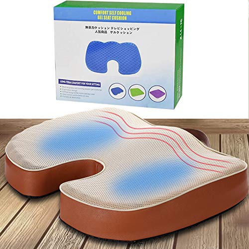 Housefar Cojín ortopédico de espuma viscoelástica de gel de enfriamiento grueso para coche, oficina, hogar, ciática, coxis y alivio del dolor de espalda