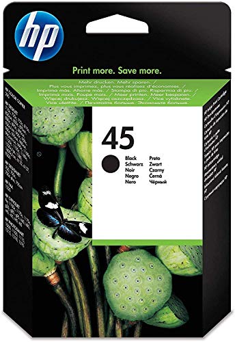 HP 45 51645AE, Negro, Cartucho de Tinta Original, compatible con impresoras de inyección de tinta HP Deskjet 710c, 720c, 815c, 850c, 930, 980cXi, 1180c, 1215; Officejet T45, T65, G55M