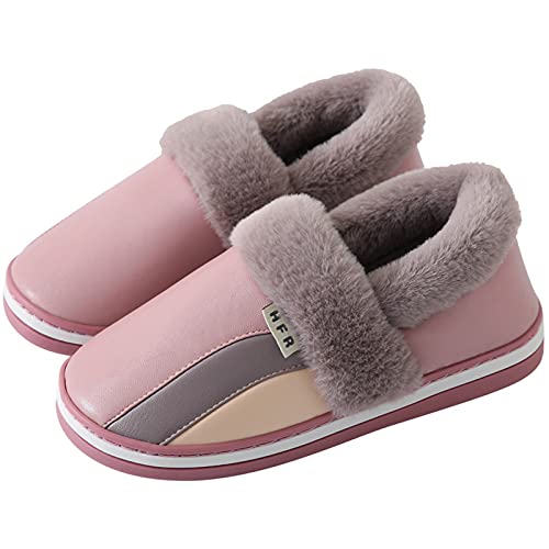 Hsyooes Zapatillas Mujer Invierno Hombre Resistente al Agua Interior Casa Caliente Slippers Suave Algodón Zapatilla Pareja Zapatos