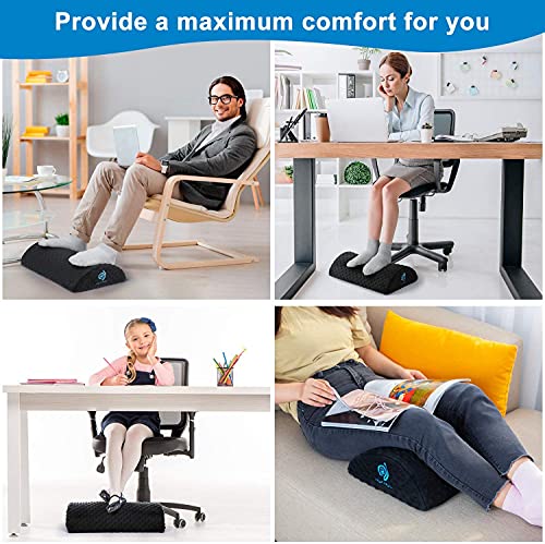 HUANUO Ergonomic Foot Rest for Under Desk with 2 Optional Covers, Non-Slip Foot Tool for Home Office Travel, 45.72 x 29.21 x 11.43 cm