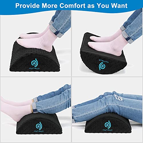 HUANUO Ergonomic Foot Rest for Under Desk with 2 Optional Covers, Non-Slip Foot Tool for Home Office Travel, 45.72 x 29.21 x 11.43 cm