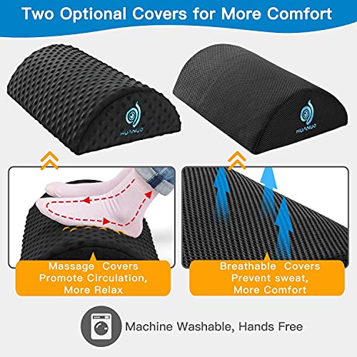 HUANUO Ergonomic Foot Rest for Under Desk with 2 Optional Covers, Non-Slip Foot Tool for Home Office Travel, 45.72 x 29.21 x 11.43 cm