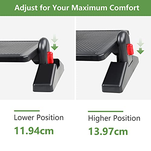 HUANUO Reposapiés Ergonómico, Reposapiés Regulable en Altura y Ángulo de Inclinación para Debajo del Escritorio, Taburete de Pies con Superficie de Masaje para Oficina y Hogar