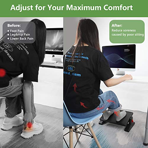 HUANUO Reposapiés Ergonómico, Reposapiés Regulable en Altura y Ángulo de Inclinación para Debajo del Escritorio, Taburete de Pies con Superficie de Masaje para Oficina y Hogar