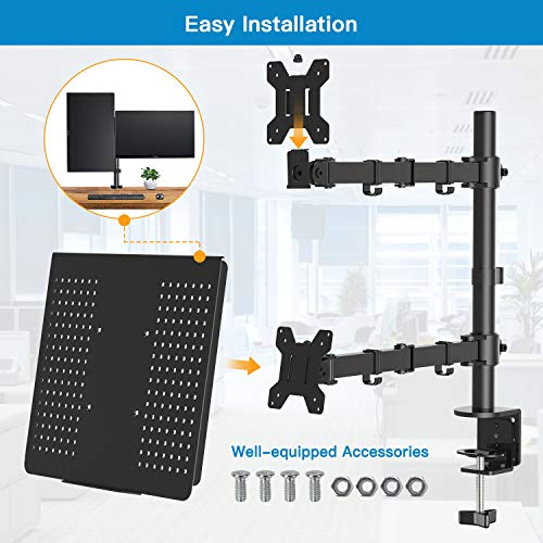 HUANUO Soporte Monitor para 13-27 Pulgadas PC y Ordenador Portátil hasta de 15.6 Pulgadas Ergonómico Diseño Brazos y Soportes para Monitores Brazo Monitor Mesa Rotación de 180° y Giro de 360 °