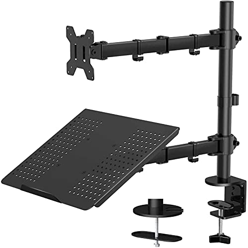 HUANUO Soporte Monitor para 13-27 Pulgadas PC y Ordenador Portátil hasta de 15.6 Pulgadas Ergonómico Diseño Brazos y Soportes para Monitores Brazo Monitor Mesa Rotación de 180° y Giro de 360 °