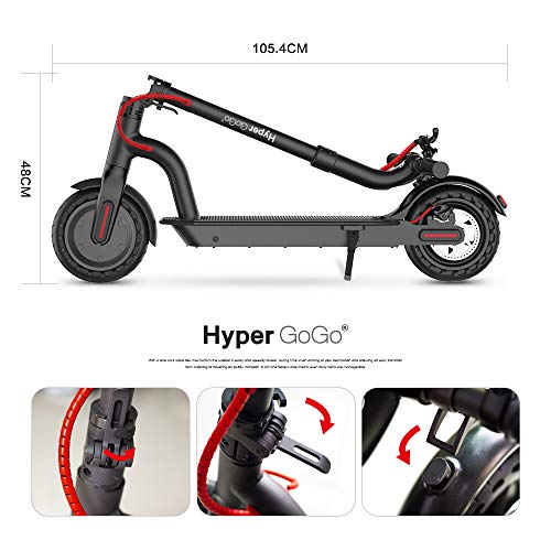 HYPER GOGO Patinete Eléctrico, Scooter electrico Adulto y niño,Velocidad de hasta 28 km/h con Sistema de Doble frenado para para Viajar y Trabajar