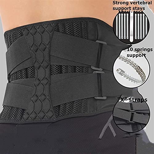 IJNBHU Cinturón de Soporte de Cintura Lumbar Soporte Fuerte para Espalda Baja Corsé Cinturón Entrenador de Cintura Cinturón Delgado para el Sudor para aliviar el Dolor Deportivo (Tamaño: XX-Large)