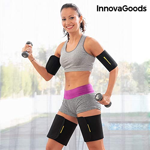 InnovaGoods IG813635 Bandas Deportivas con Efecto Sauna para Brazos y Piernas (Pack de 4), Unisex Adulto, Negro, Talla Única