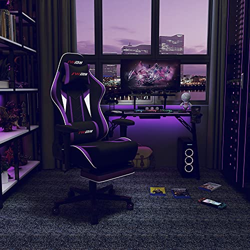 IntimaTe WM Heart Silla Gaming, Silla Gamer con Reposapies, Ergonómica Sillas Reclinable, Silla de Oficina Ajustable Silla PC Giratoria con Respaldo Alto, Soporte Lumbar y Reposacabezas,Morado