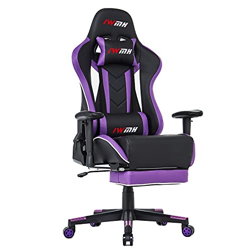 IntimaTe WM Heart Silla Gaming, Silla Gamer con Reposapies, Ergonómica Sillas Reclinable, Silla de Oficina Ajustable Silla PC Giratoria con Respaldo Alto, Soporte Lumbar y Reposacabezas,Morado