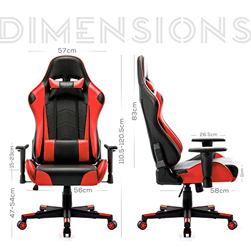 IntimaTe WM Heart Silla Gaming, Silla Gamer Ergonómica, Racing Silla Gamer con Reposacabeza Apoyo y Cojín Lumbar, Cuero Sintético PU, Oficina Silla Computadora,para Los Jugadores de PC Gamer, Rojo